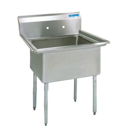 25.8125 In W X 25 In L X Free Standing, Stainless Steel, One Compartment Sink